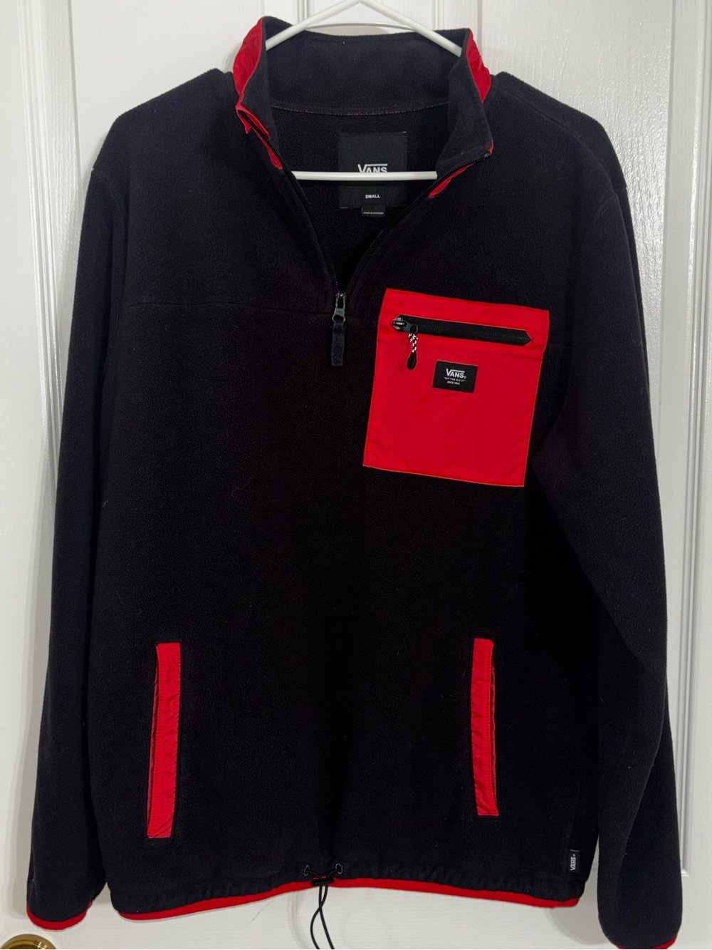 Vans Black Quarter-Zip Polar Fleece Pullover Sweater Men’s Small EUC